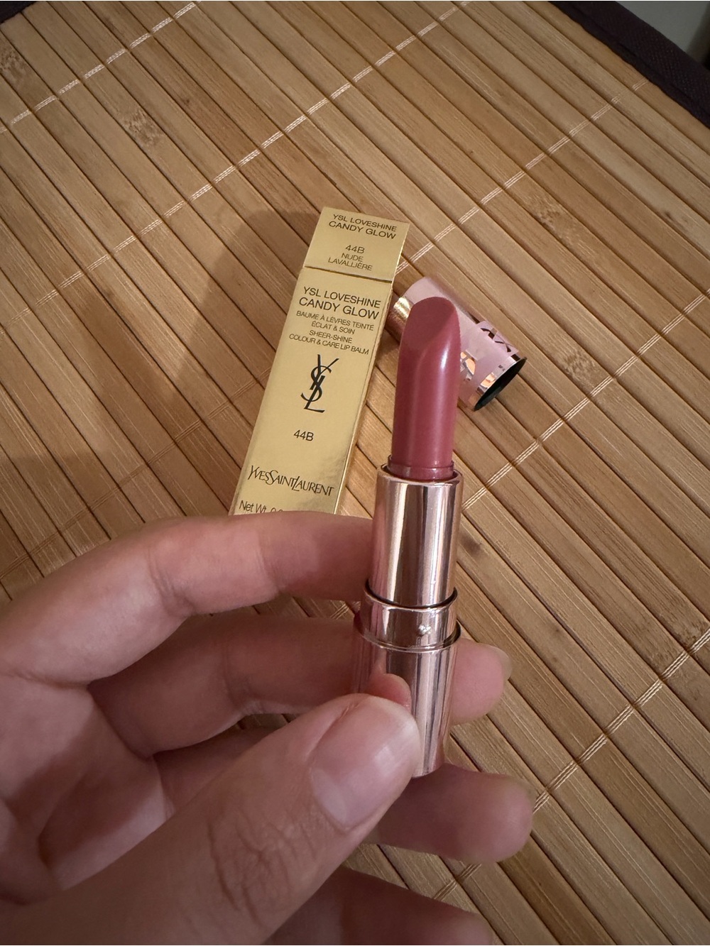 Yves Saint Laurent mini Candy Glow Lipstick —44B nude lavalliere